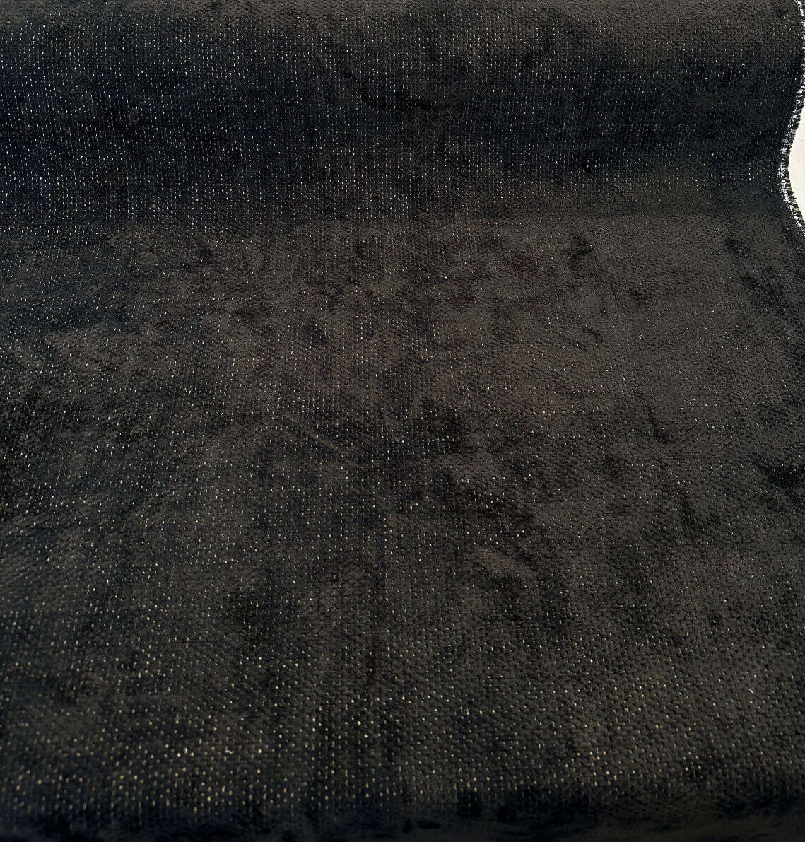 Dobby Ebony Reversible Chenille Upholstery Fabric - Black Gold Dobby, 56" Width (1 Yard)