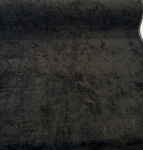 Dobby Ebony Reversible Chenille Upholstery Fabric - Black Gold Dobby, 56" Width (1 Yard)