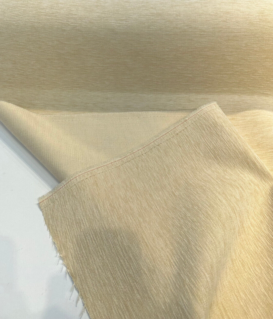 Sunbrella Outdoor Chenille Plush Velvet Fabric - Cream Upholstery, 55" Width (1 Yard)