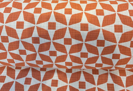 Marquee Paprika Solution Dyed Acrylic Fabric - Paprika Geometric, 56" Width (1 Yard)