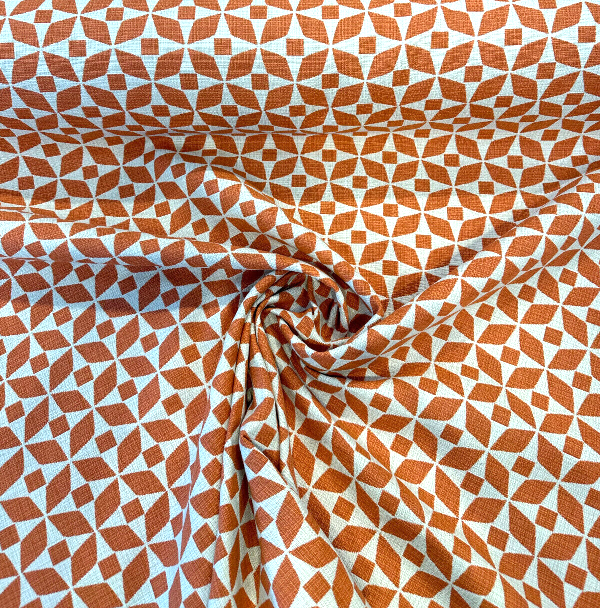 Marquee Paprika Solution Dyed Acrylic Fabric - Paprika Geometric, 56" Width (1 Yard)