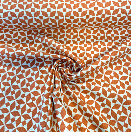 Marquee Paprika Solution Dyed Acrylic Fabric - Paprika Geometric, 56" Width (1 Yard)