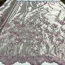 1 Yard Beaded Bridal Lace Fabric Embroidered on 100% Polyester Satin 54"