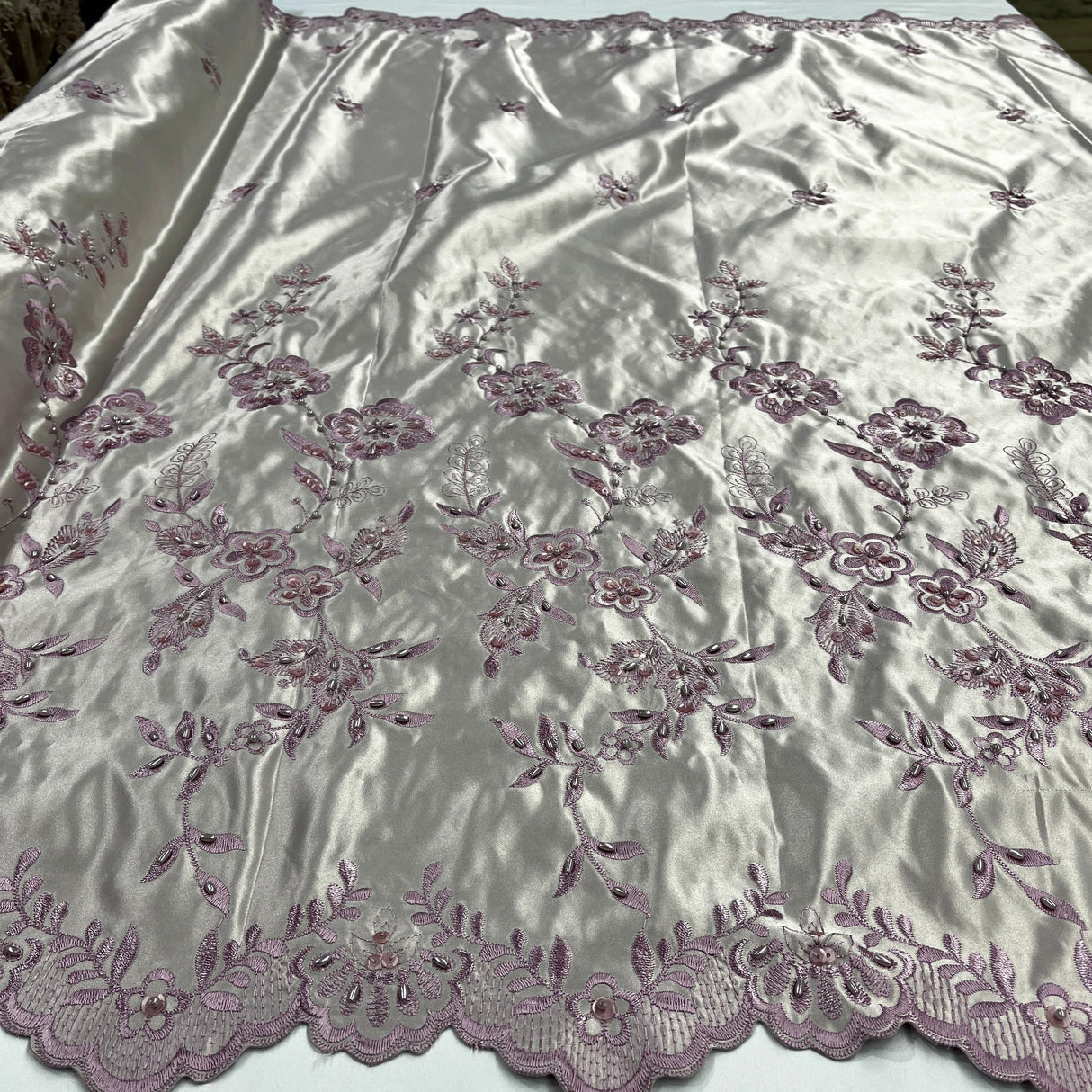 Beaded Bridal Lace Fabric on Satin