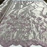 Beaded Bridal Lace Fabric - 100 Percent Polyester Satin, Floral Embroidery, 54" Width (1 Yard)