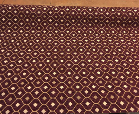 Mercedes Wine Damask Chenille Fabric - Wine Damask, 56" Width (1 Yard)