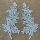 Beaded Floral Lace Applique on Polyester Mesh