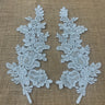 Beaded Floral Lace Applique on Polyester Mesh