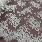 Beaded Lace Embroidered Mesh Ivory