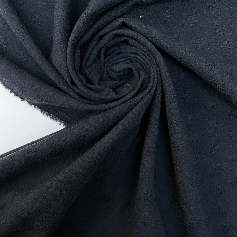Wool Cotton Woven Fabric Gray Blue
