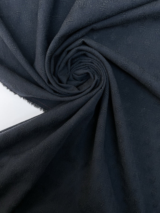 Wool Cotton Woven Fabric Gray Blue