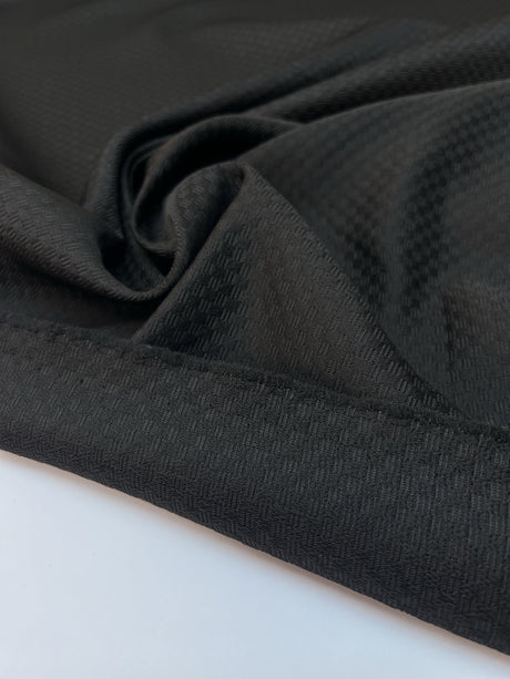 Black Jacquard Polyester Suit Fabric