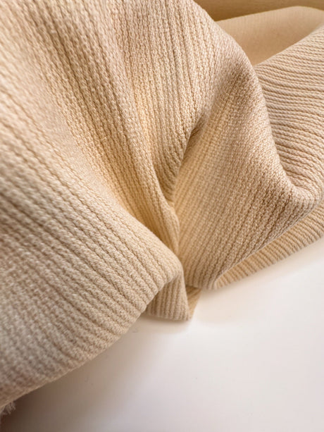 Cotton Ribbed Fabric Beige Stretch