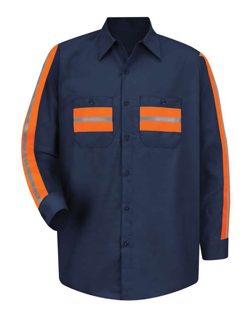 Red Kap Men's Industrial Enhanced-Visibility Long Sleeve Work Shirt