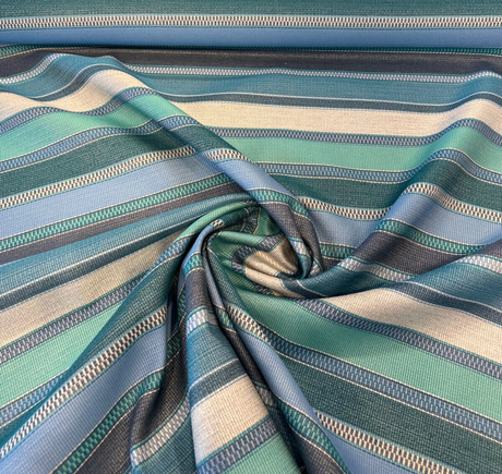 Sunbrella Ascend Oasis 145410-0005 Solution Dyed Acrylic Fabric - Blue Aqua Navy Stripes, 54" Width (By The Yard)
