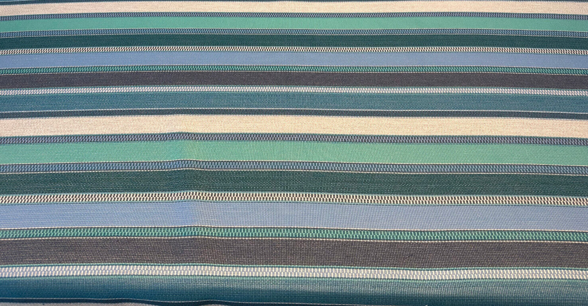 Sunbrella Ascend Oasis 145410-0005 Solution Dyed Acrylic Fabric - Blue Aqua Navy Stripes, 54" Width (By The Yard)