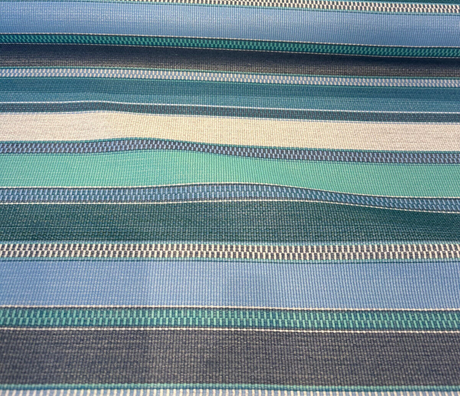 Sunbrella Ascend Oasis 145410-0005 Solution Dyed Acrylic Fabric - Blue Aqua Navy Stripes, 54" Width (By The Yard)