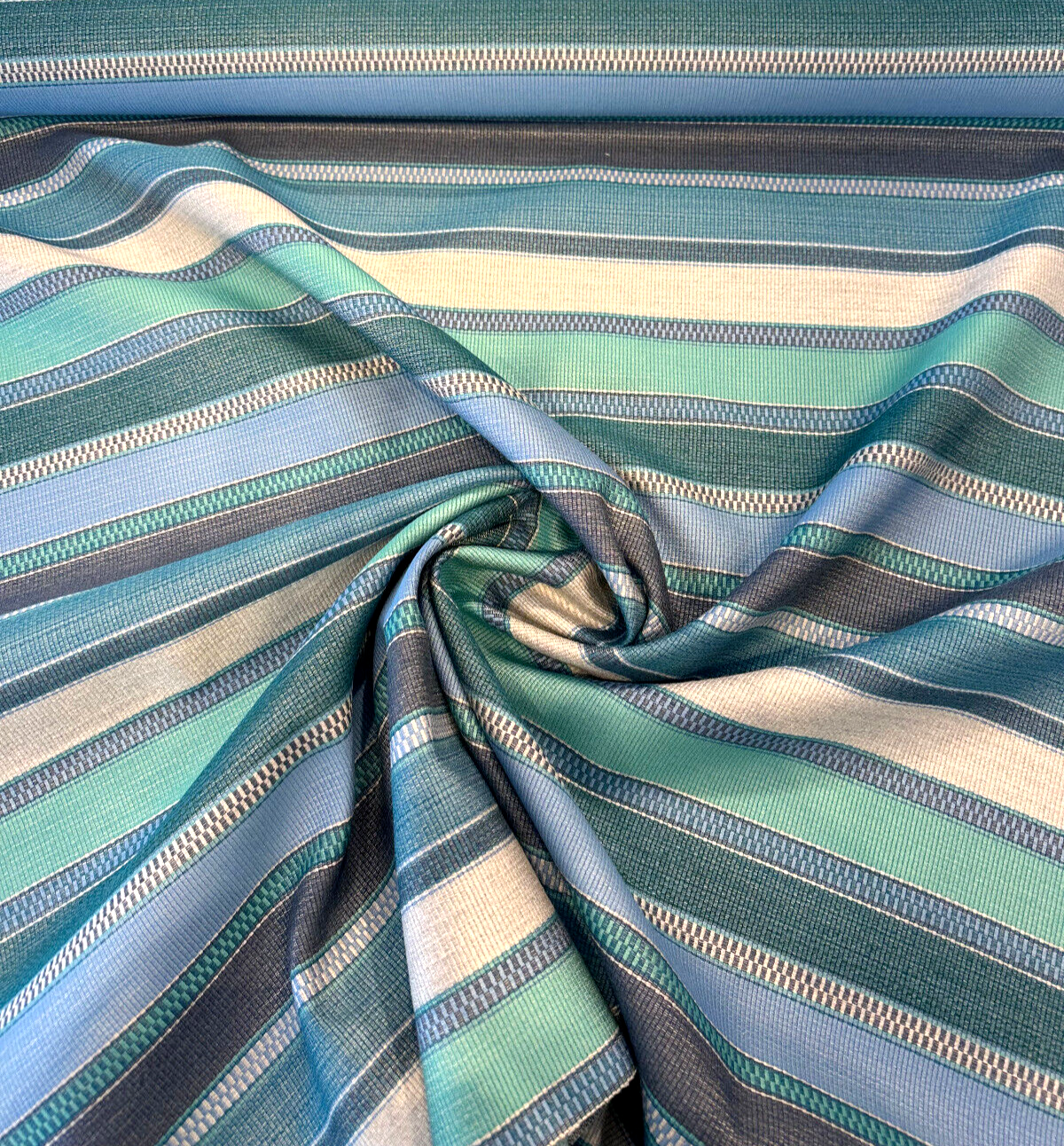 Sunbrella Ascend Oasis 145410-0005 Solution Dyed Acrylic Fabric - Blue Aqua Navy Stripes, 54" Width (By The Yard)