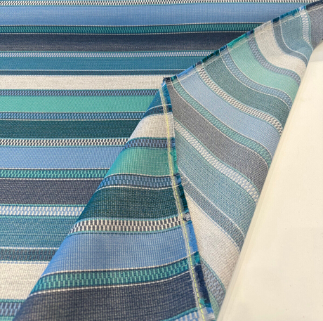 Sunbrella Ascend Oasis 145410-0005 Solution Dyed Acrylic Fabric - Blue Aqua Navy Stripes, 54" Width (By The Yard)