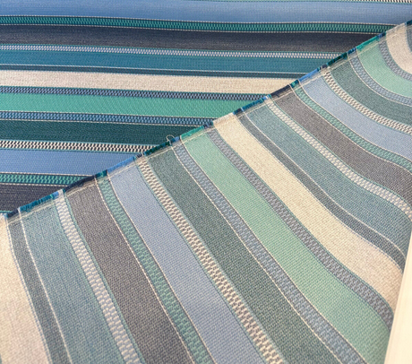 Sunbrella Ascend Oasis 145410-0005 Solution Dyed Acrylic Fabric - Blue Aqua Navy Stripes, 54" Width (By The Yard)