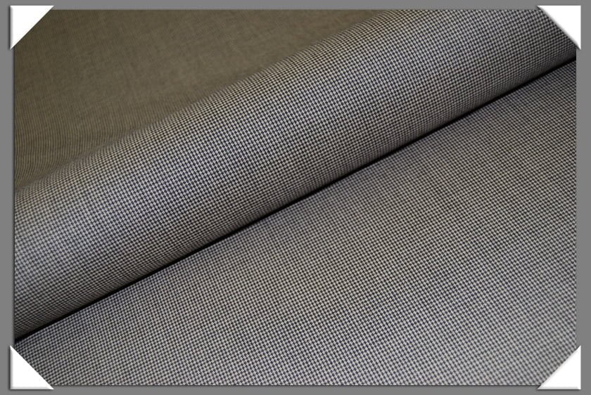 Brown White Houndstooth Wool Fabric - Brown And White Houndstooth, 58/60" Wide (1 Yard)