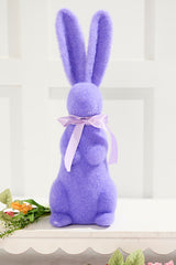 RADYAN 16 Flocked Bunny with Ribbon Pink