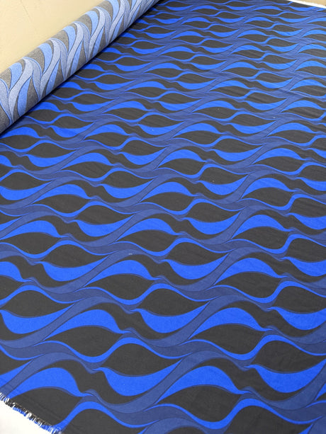 Polyester Twill Printed Blue Black