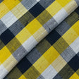 Yellow Blue Check Linen Fabric - Yellow/Blue Check, 58/60" Width