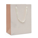 Metallic Dots Euro Totes with Ribbon Handles 7''x 3 7/8 ''x 9''  White / Rose Gold - 12 each / package