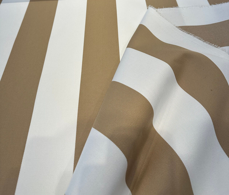 Cabana Stripe Bisque High UV Polyester Fabric - Bisque And White Stripe, 54" Width (1 Yard)