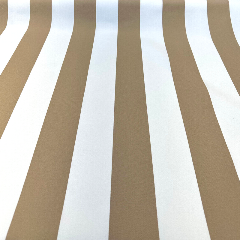 Cabana Stripe Bisque High UV Polyester Fabric - Bisque And White Stripe, 54" Width (1 Yard)