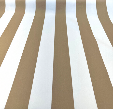 Cabana Stripe Bisque High UV Polyester Fabric - Bisque And White Stripe, 54" Width (1 Yard)