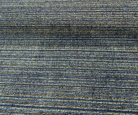 Hollywood Stripe Chenille Fabric - Aquamarine Blue Green Yellow Stripe, 56" Width (1 Yard)