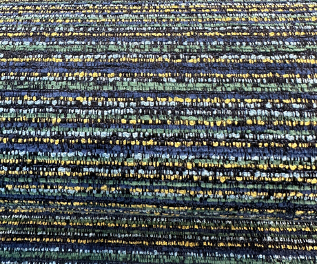 Hollywood Stripe Chenille Fabric - Aquamarine Blue Green Yellow Stripe, 56" Width (1 Yard)