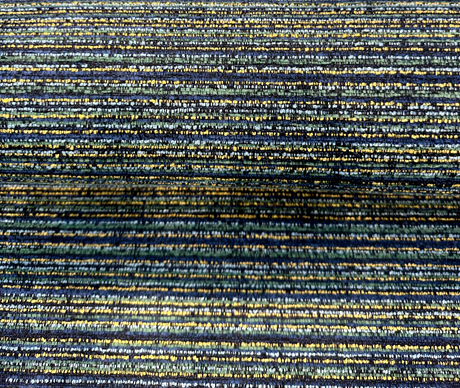 Hollywood Stripe Chenille Fabric - Aquamarine Blue Green Yellow Stripe, 56" Width (1 Yard)