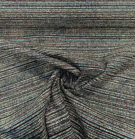 Hollywood Stripe Valdese Chenille Fabric - Jamaica Green Multi Colored Stripe, 56" Width (1 Yard)