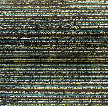 Hollywood Stripe Valdese Chenille Fabric - Jamaica Green Multi Colored Stripe, 56" Width (1 Yard)