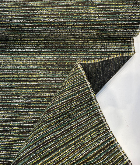 Hollywood Stripe Valdese Chenille Fabric - Jamaica Green Multi Colored Stripe, 56" Width (1 Yard)