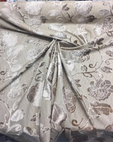 Italian Cut Cream Floral Burn Velvet Drapery Fabric - Beige Cream Floral, 58" Width (1 Yard)