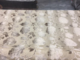 Italian Cut Cream Floral Burn Velvet Drapery Fabric - Beige Cream Floral, 58" Width (1 Yard)