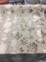 Italian Cut Cream Floral Burn Velvet Drapery Fabric - Beige Cream Floral, 58" Width (1 Yard)