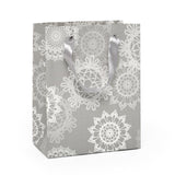 Light Silver Sparkle Snowflakes Bag  7''x3 7/8''x9 1/4'' Small - 12 EACH / PACKAGE