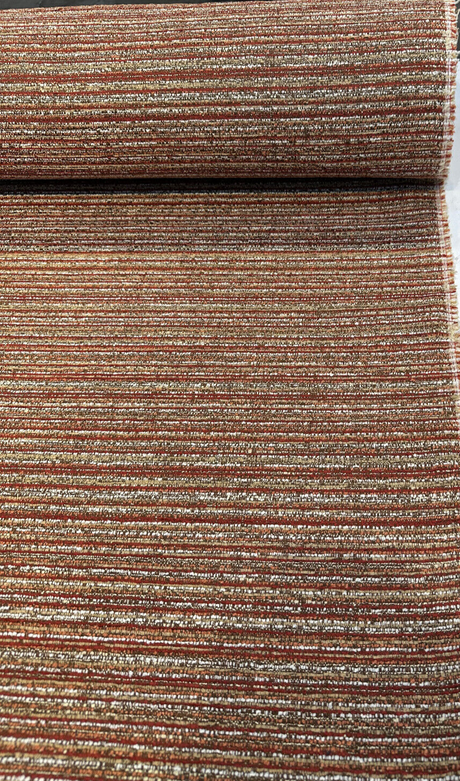 Hollywood Stripe Chenille Upholstery Fabric - Siracha Rust, Multi Colored Organic Stripe, 56" Width (1 Yard)