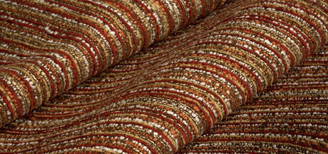 Hollywood Stripe Chenille Upholstery Fabric - Siracha Rust, Multi Colored Organic Stripe, 56" Width (1 Yard)