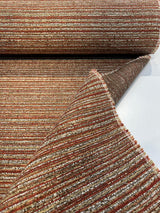 Hollywood Stripe Chenille Upholstery Fabric - Siracha Rust, Multi Colored Organic Stripe, 56" Width (1 Yard)