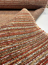 Hollywood Stripe Chenille Upholstery Fabric - Siracha Rust, Multi Colored Organic Stripe, 56" Width (1 Yard)