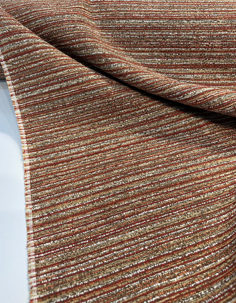 Hollywood Stripe Chenille Upholstery Fabric - Siracha Rust, Multi Colored Organic Stripe, 56" Width (1 Yard)