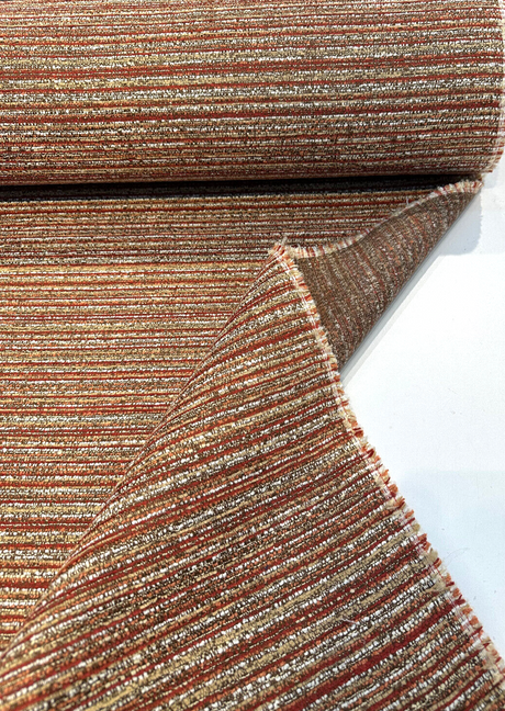 Hollywood Stripe Chenille Upholstery Fabric - Siracha Rust, Multi Colored Organic Stripe, 56" Width (1 Yard)