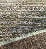Hollywood Stripe Tadpole Chenille Fabric - Green, Light Blue, Brown, Beige Stripe, 56" Width (By The Yard)
