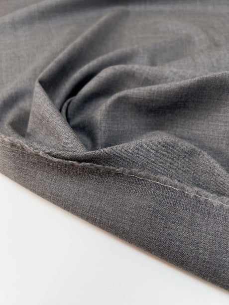 Wool Twill Suit Fabric Melange Gray Stretch